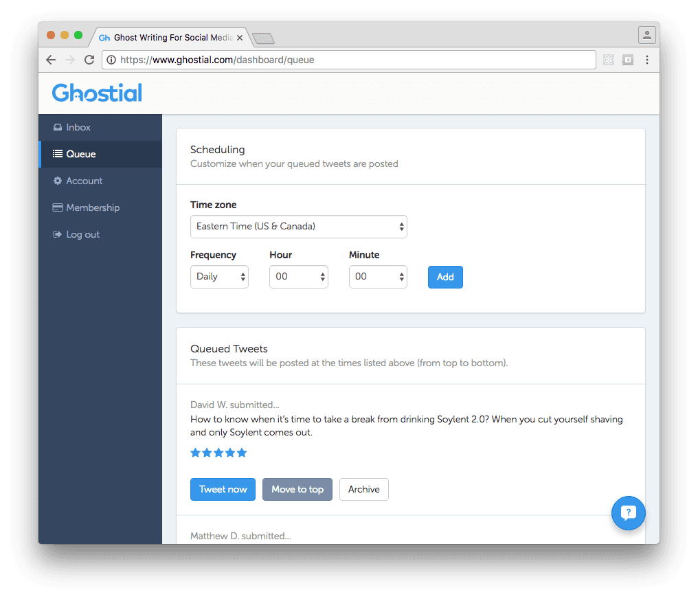 Inbox screen